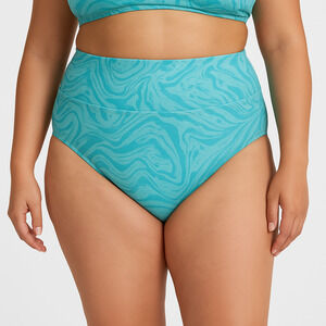 Hurley Aqua Blue‎ Pattern High Waisted Bikini Swimwear Bottom Womens Size 2X